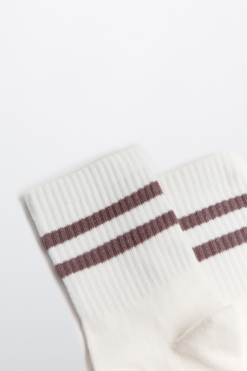 Носки в рубчик с полосками - цвет ванильный - 2
