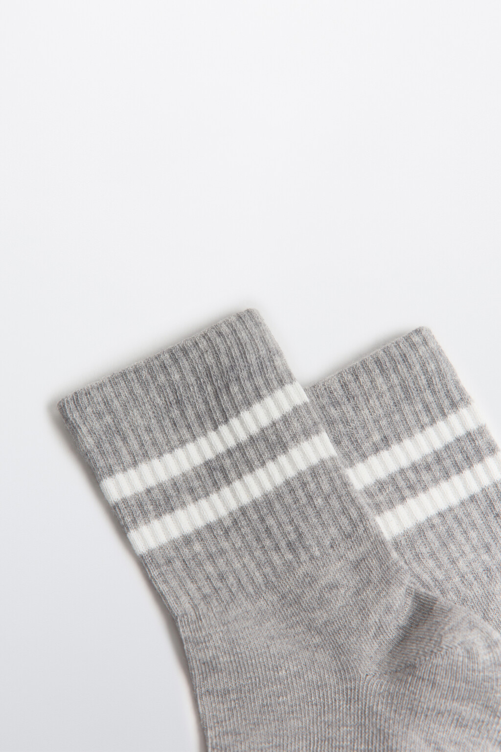Носки в рубчик с полосками - цвет серый - 2