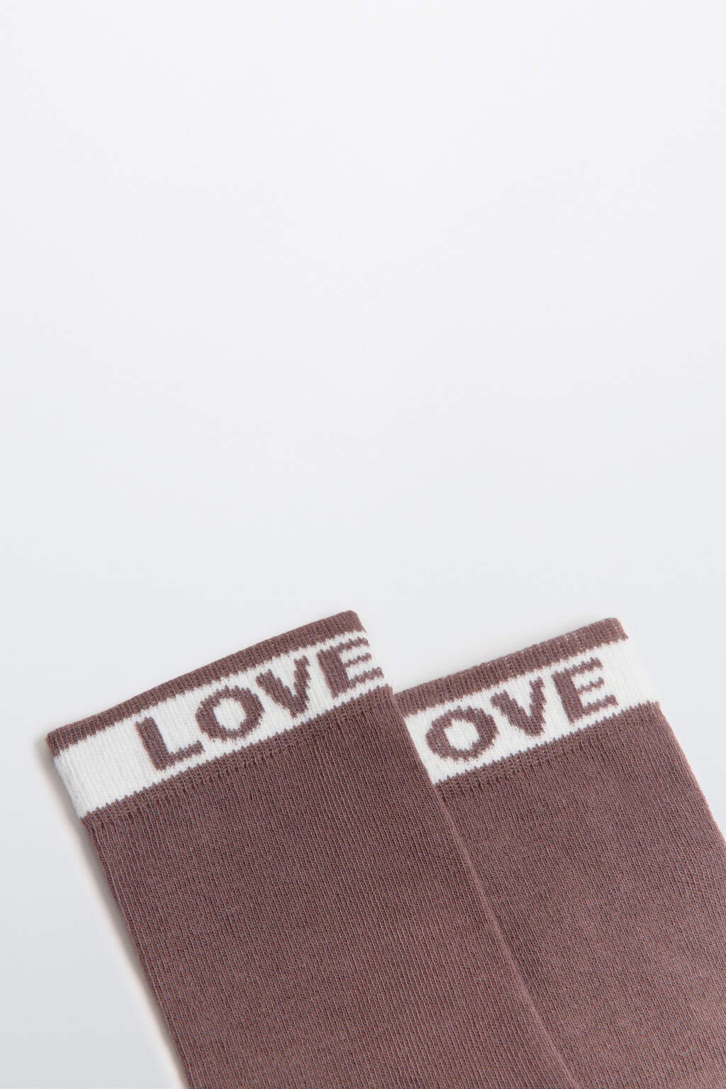 Носки высокие с принтом-надписью - цвет коричневый - 2