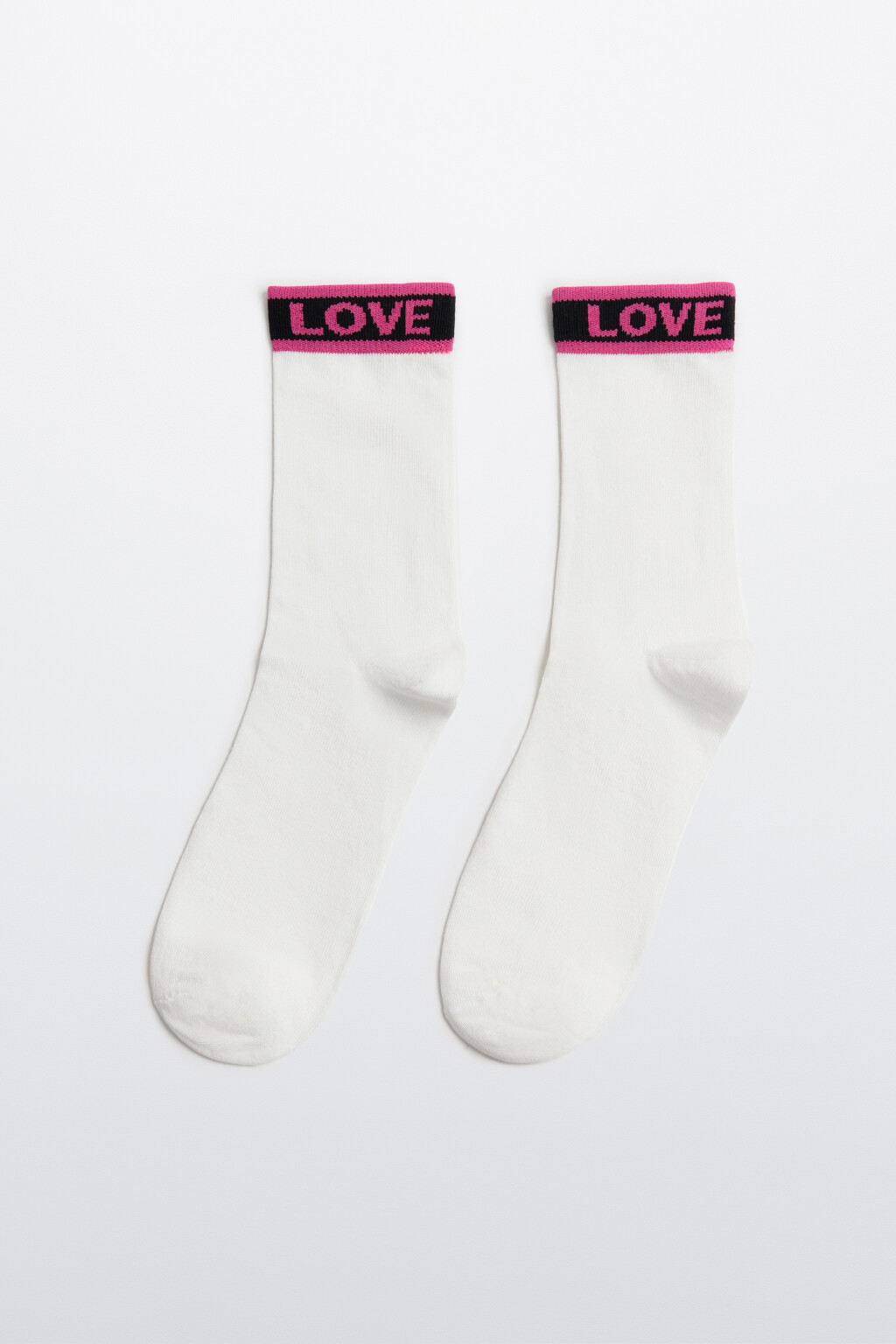 Носки высокие с принтом-надписью - цвет ванильный - 1