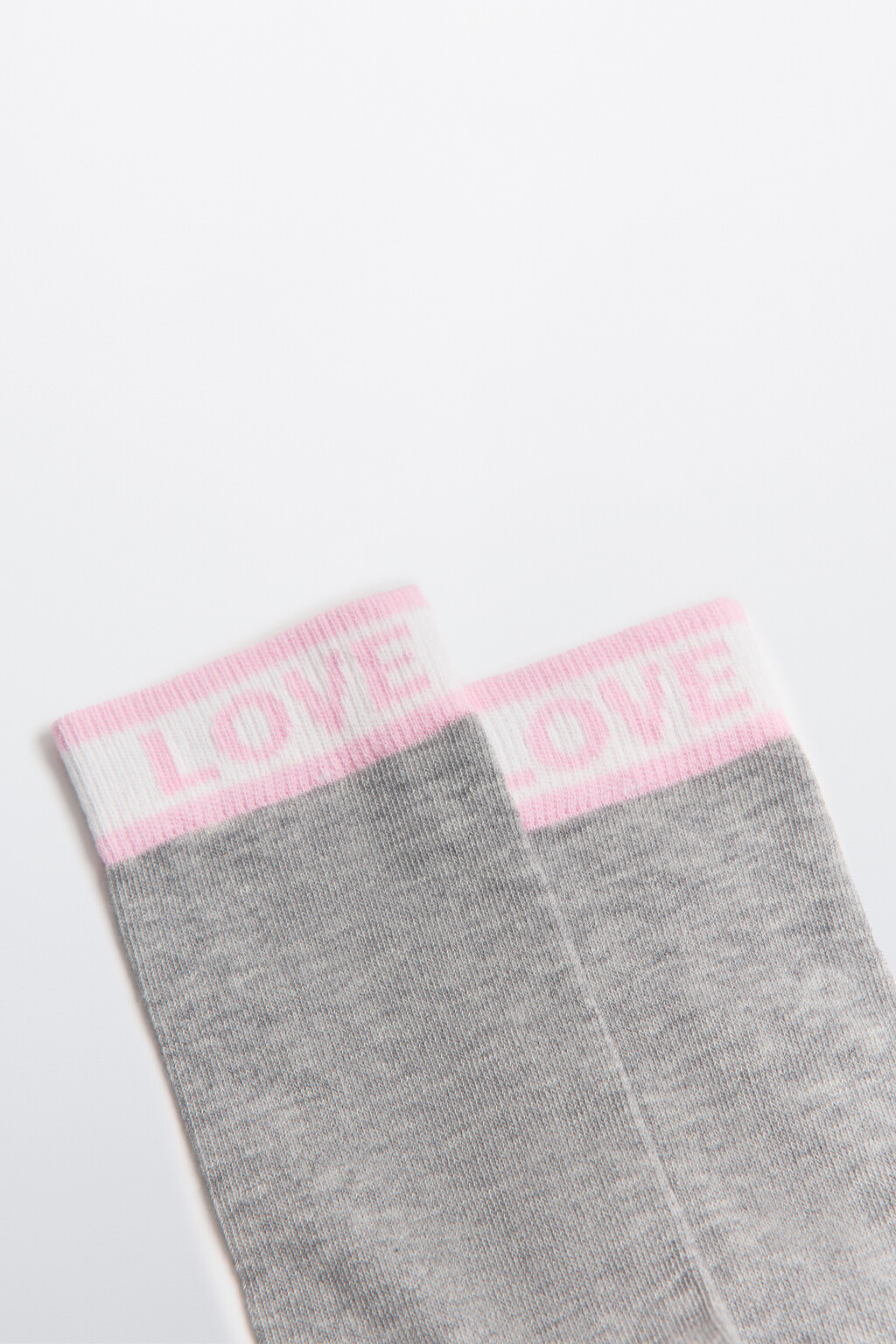 Носки высокие с принтом-надписью - цвет серый - 2