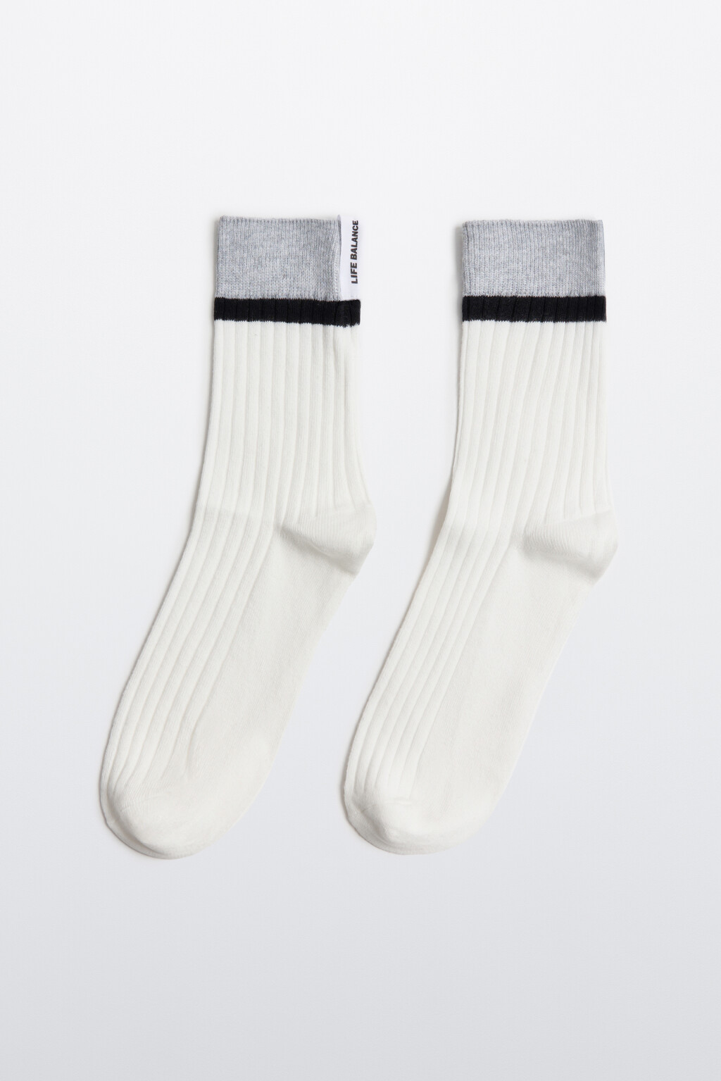 Носки в рубчик с ярлычком - цвет ванильный - 1