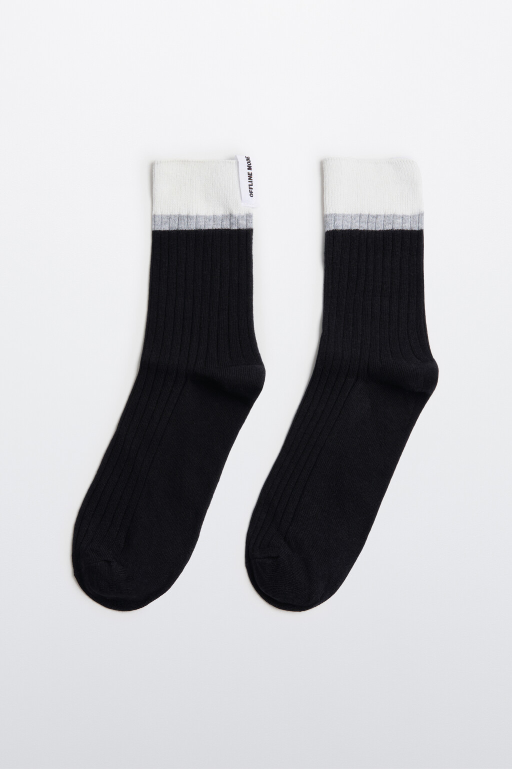 Носки в рубчик с ярлычком - цвет черный - 1