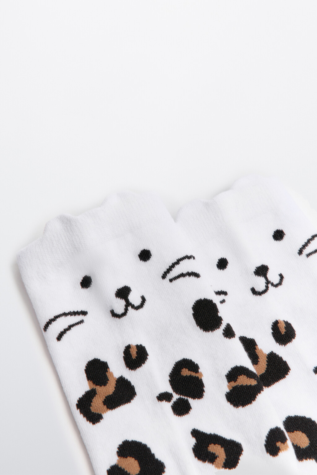 Носки высокие с котиками - цвет ванильный - 2