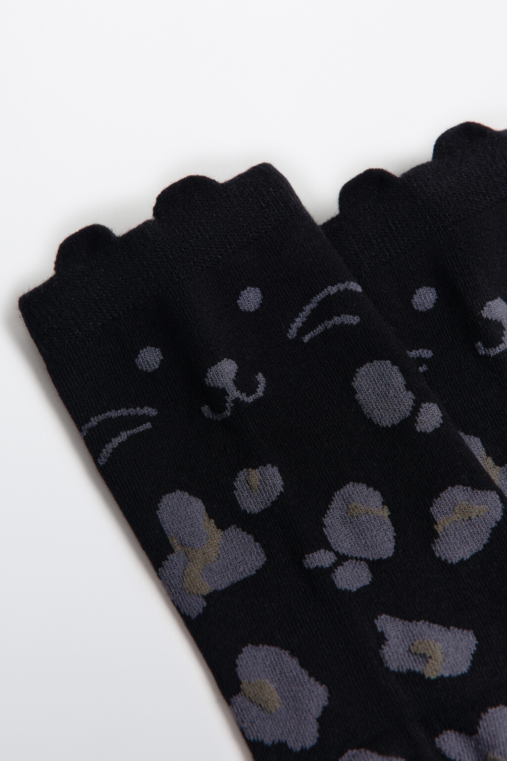 Носки высокие с котиками - цвет черный - 2