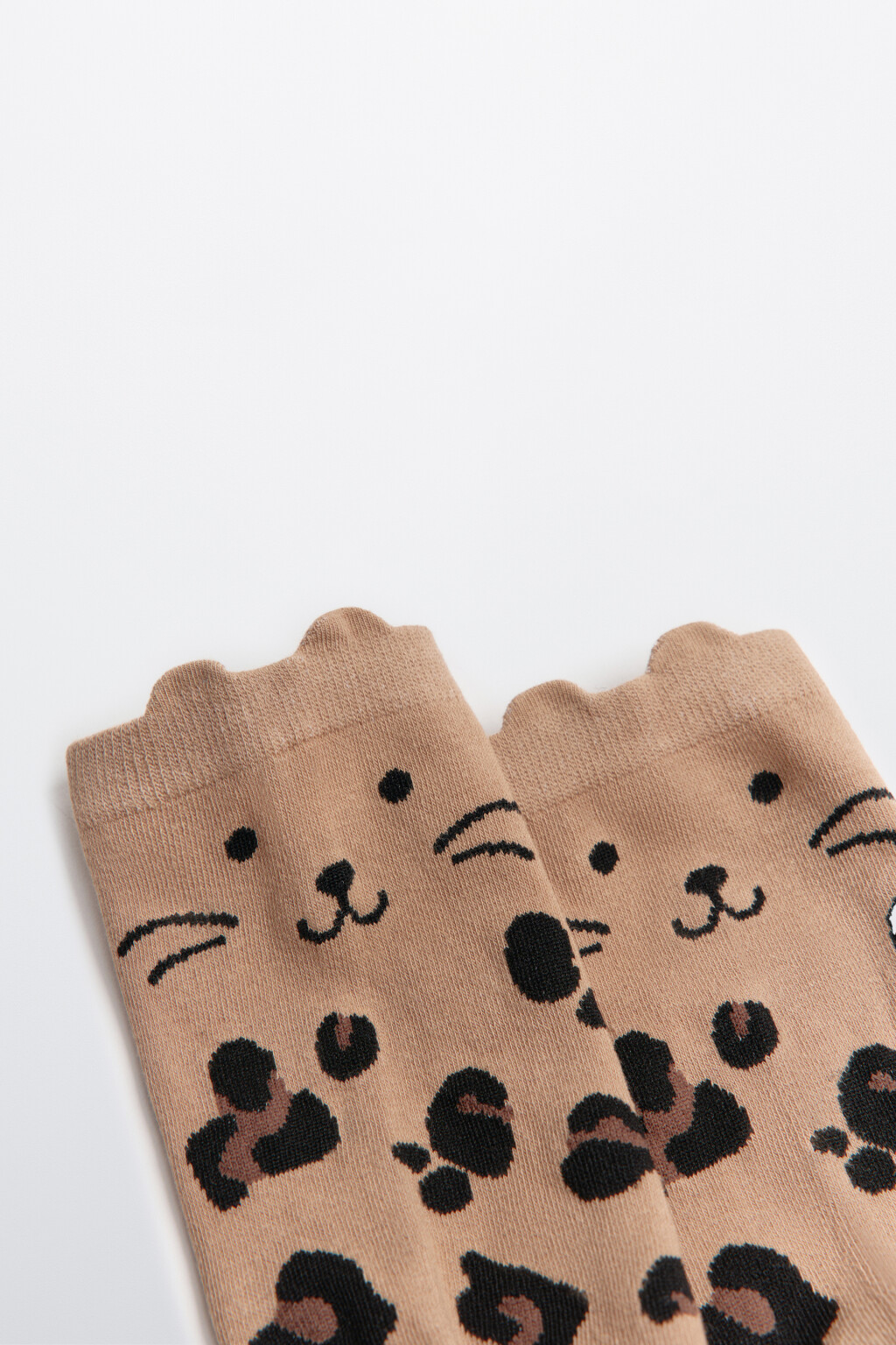 Носки высокие с котиками - цвет бежевый - 2