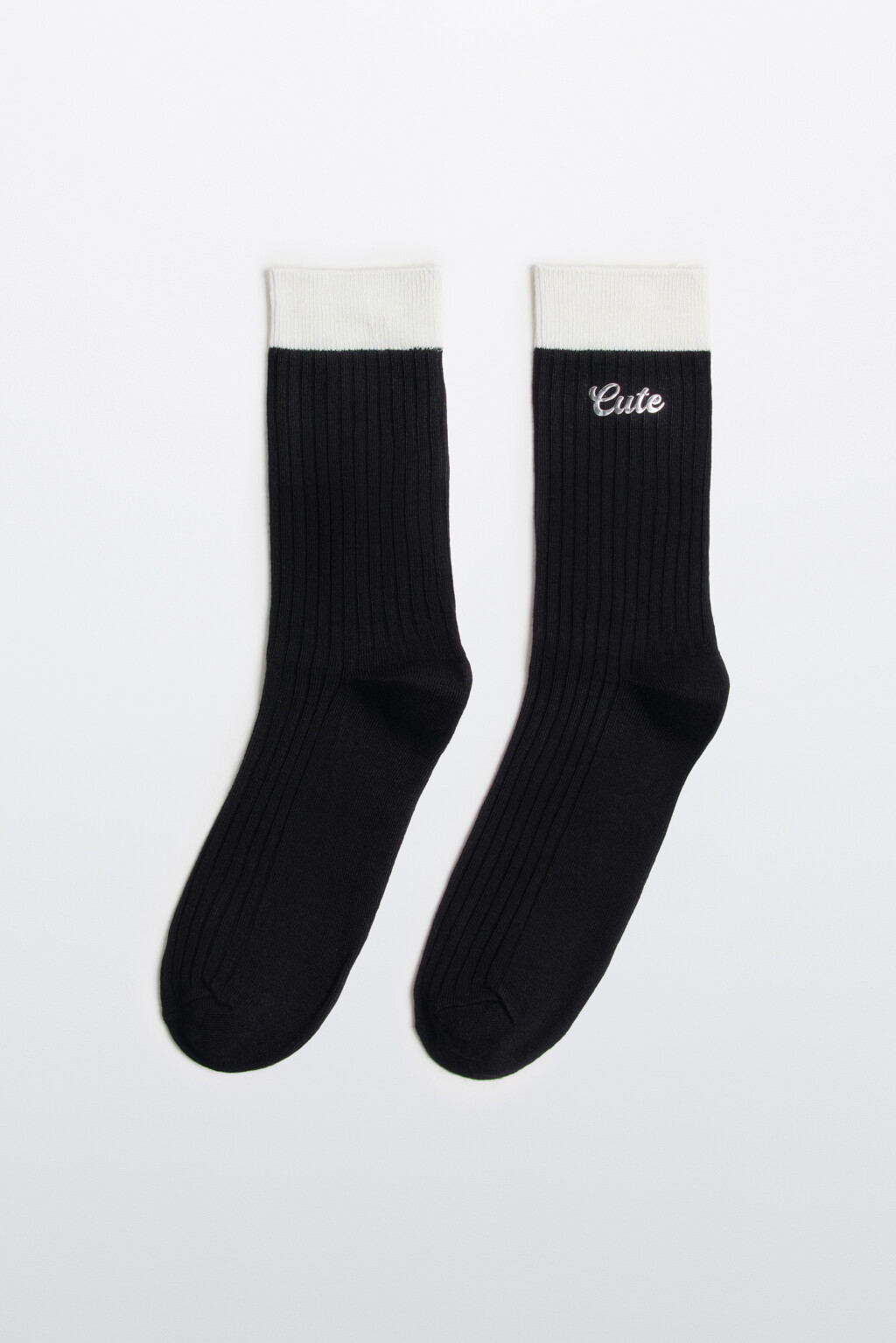 Носки вискозные с надписью - цвет черный - 1