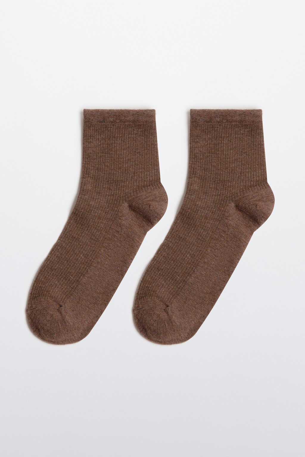 Носки высокие в рубчик - цвет коричневый - 1