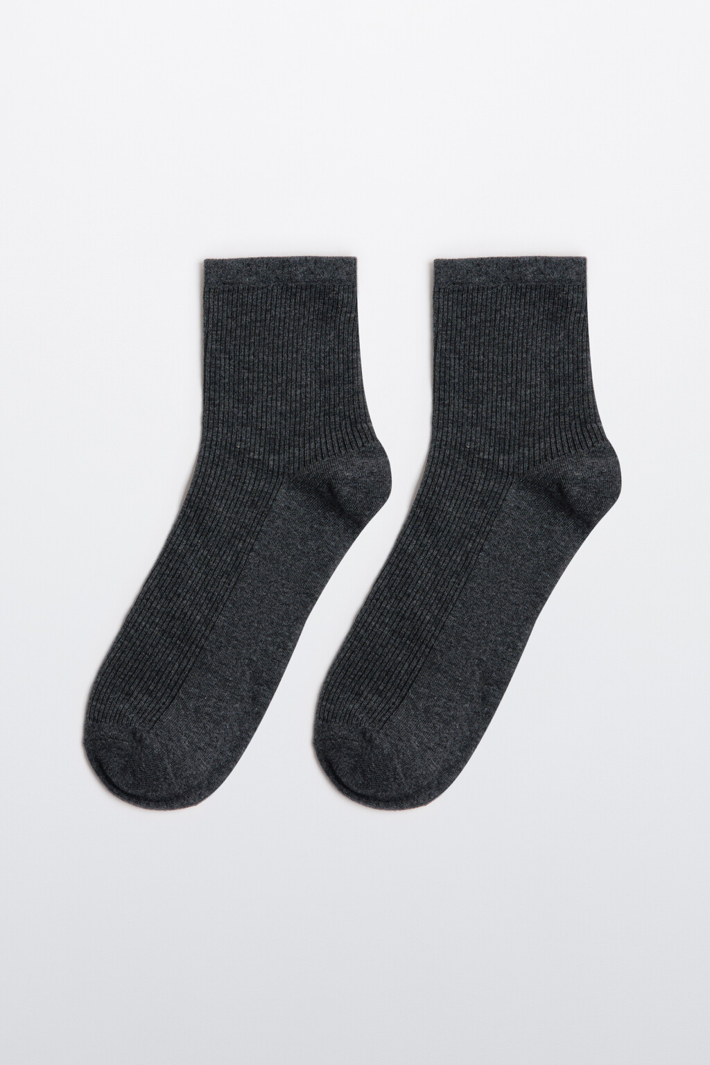 Носки высокие в рубчик - цвет серый - 1