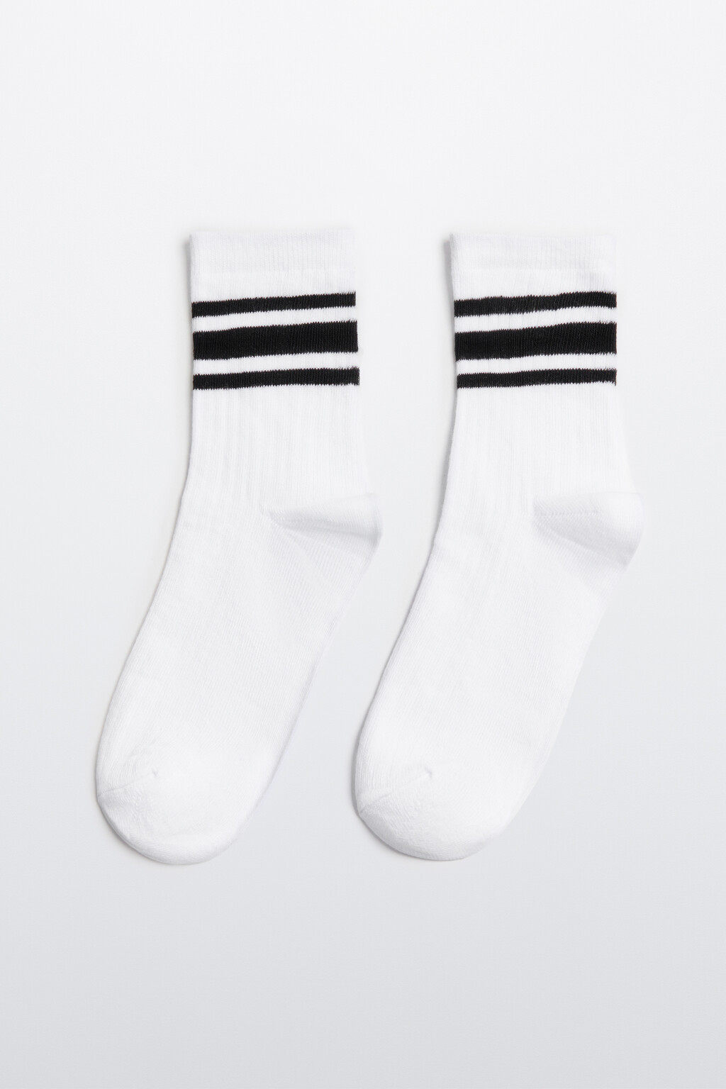 Носки в рубчик с полосками - цвет белый - 1