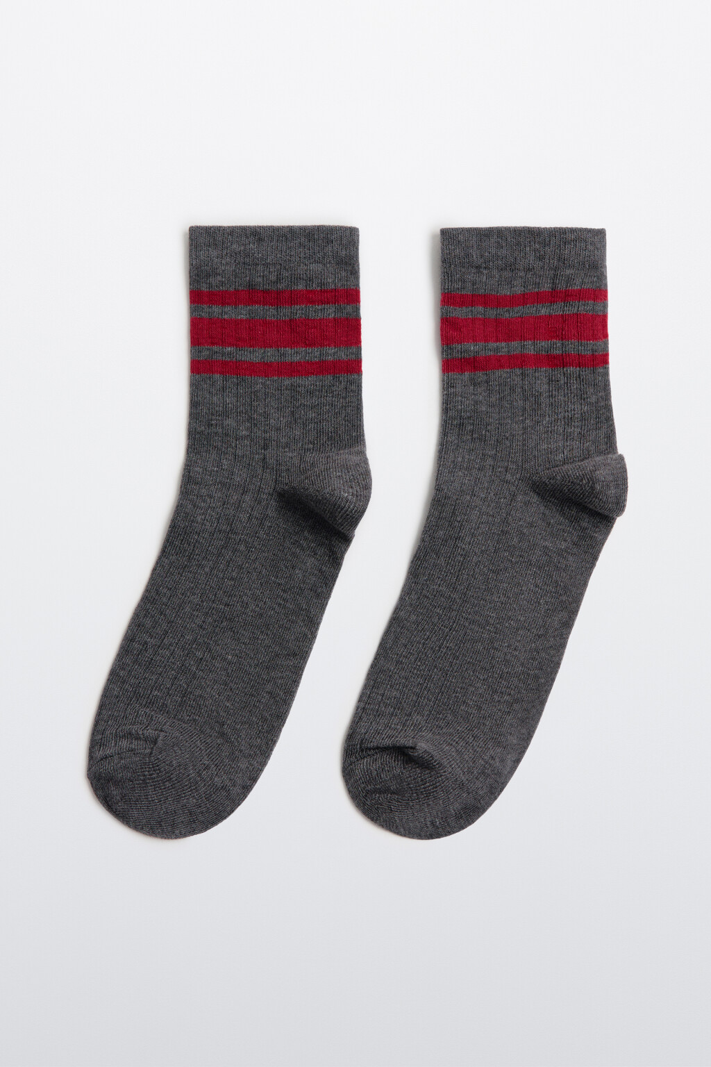 Носки в рубчик с полосками - цвет серый - 1