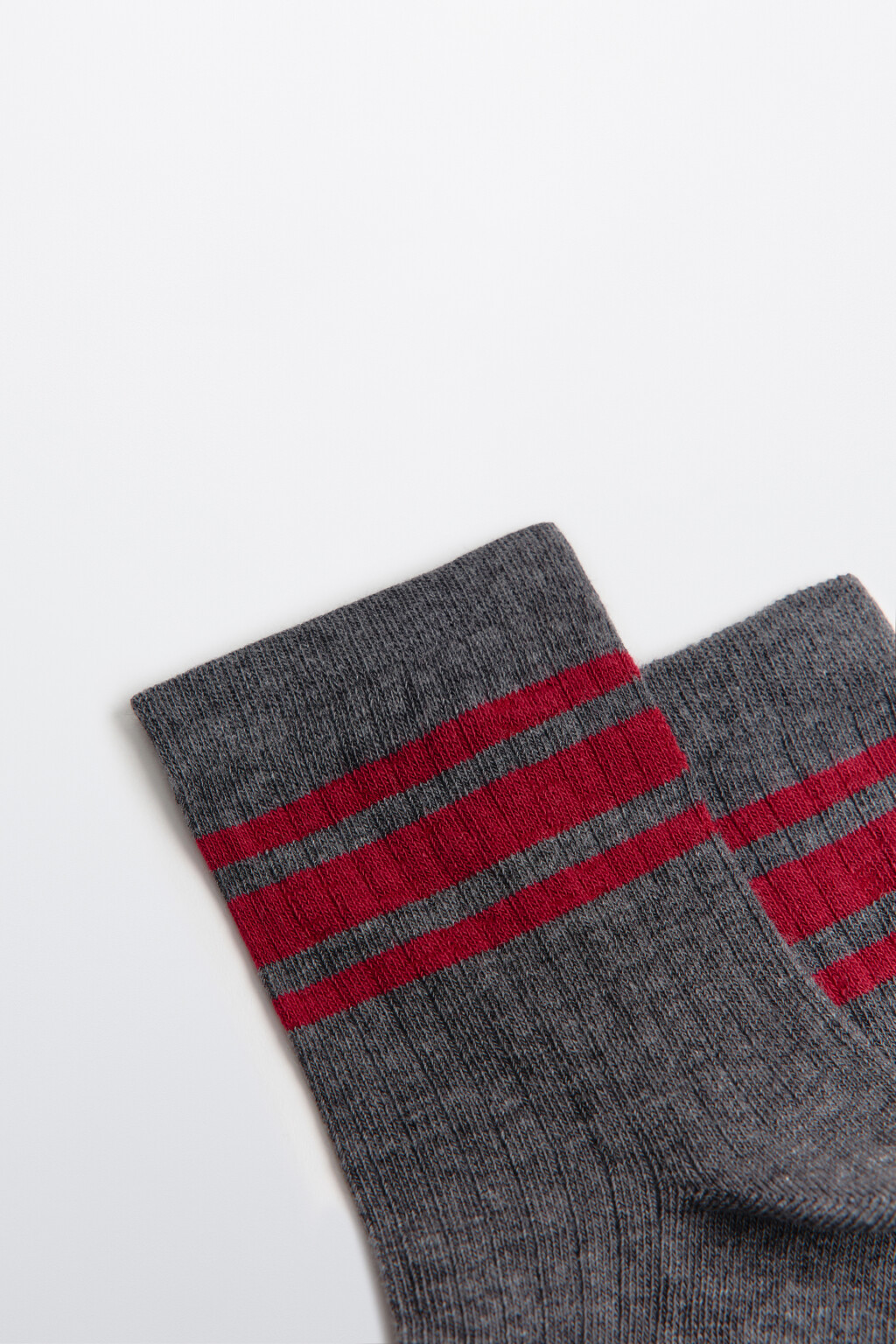 Носки в рубчик с полосками - цвет серый - 2