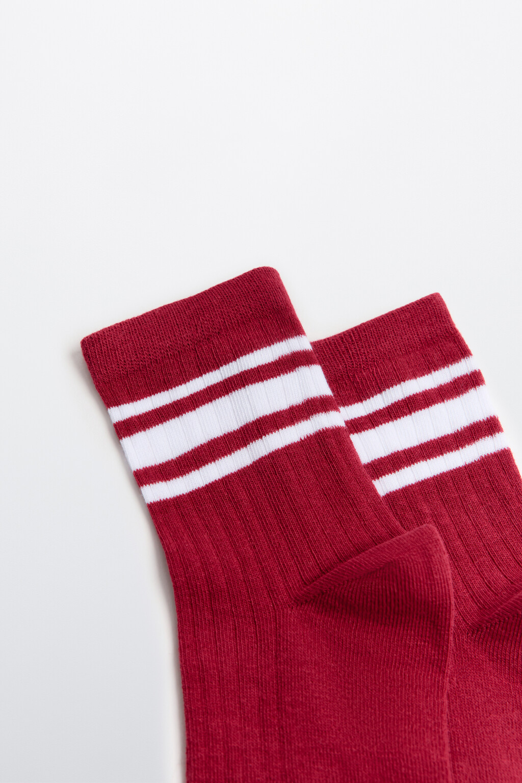 Носки в рубчик с полосками - цвет бордовый - 2
