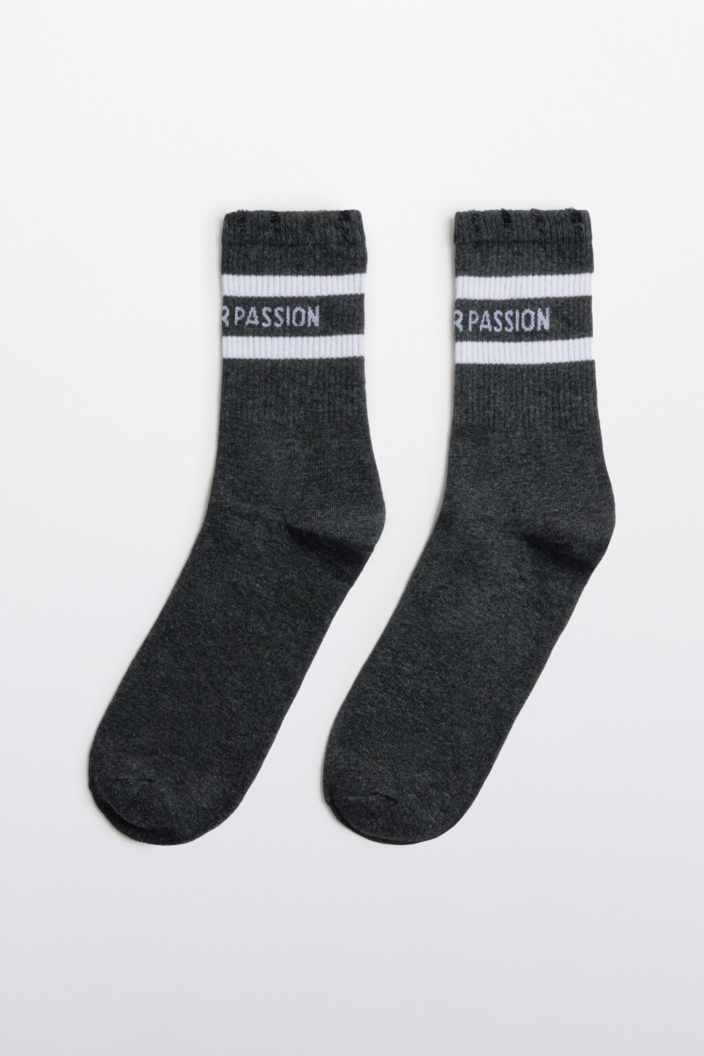 Носки с полосками и надписью - цвет серый - 1