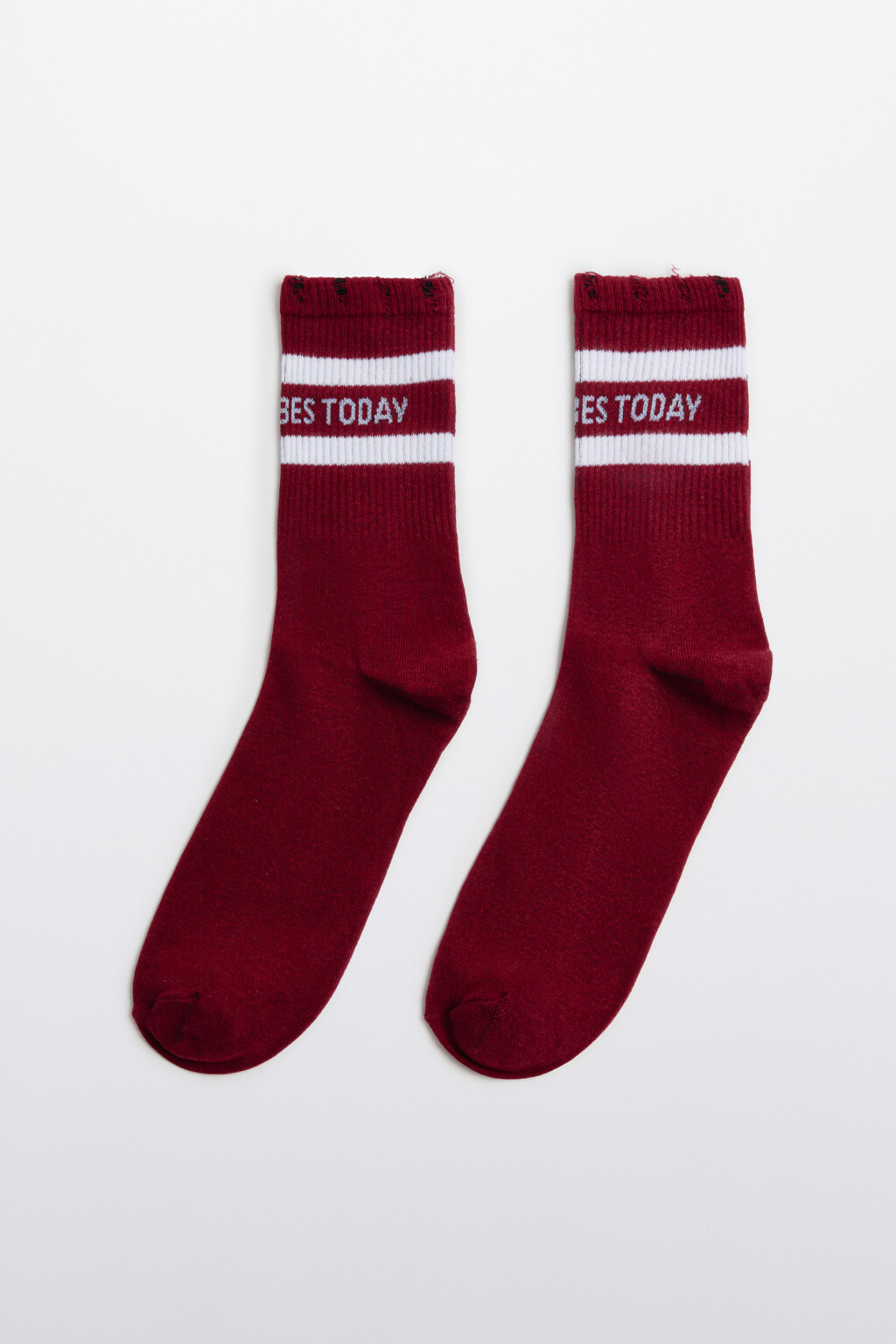 Носки с полосками и надписью - цвет бордовый - 1