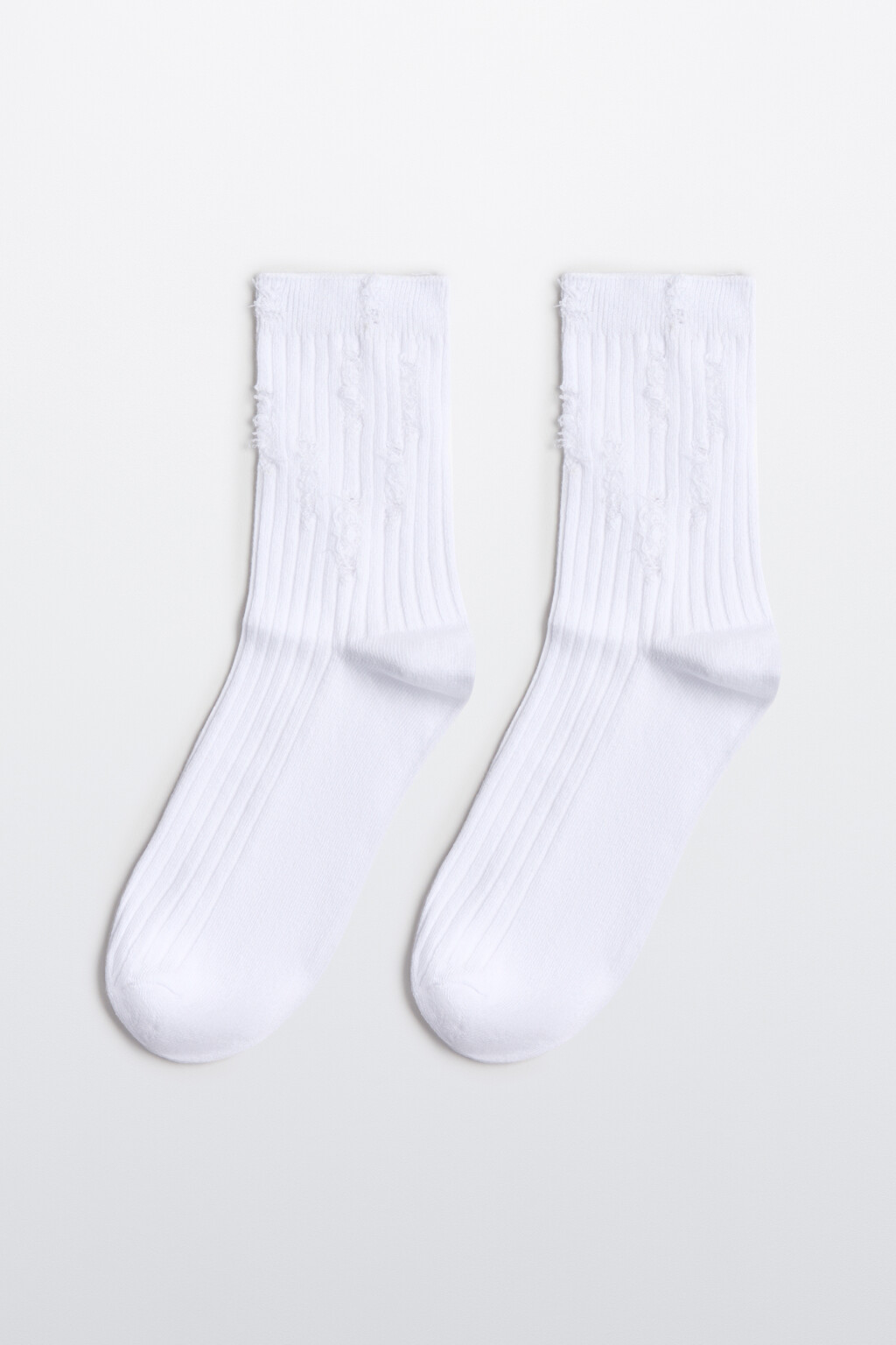 Носки рваные в рубчик - цвет белый - 1