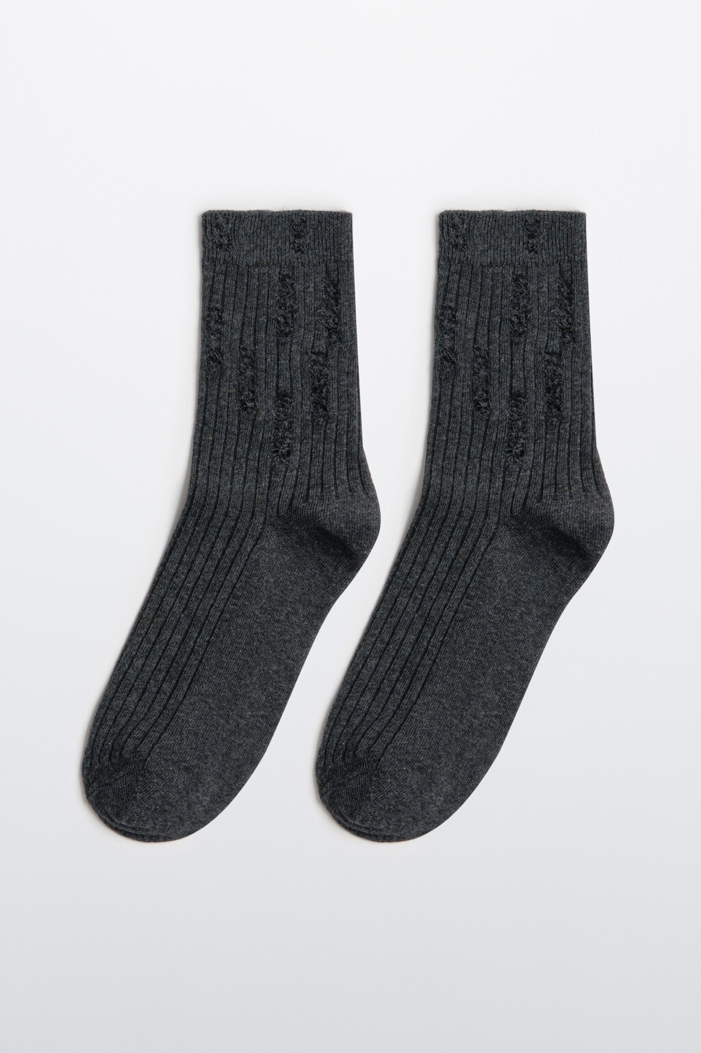Носки рваные в рубчик - цвет серый - 1