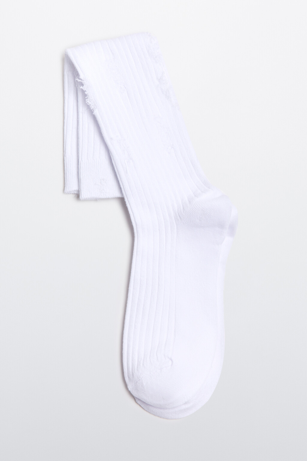 Гольфы рваные в рубчик - цвет белый - 1