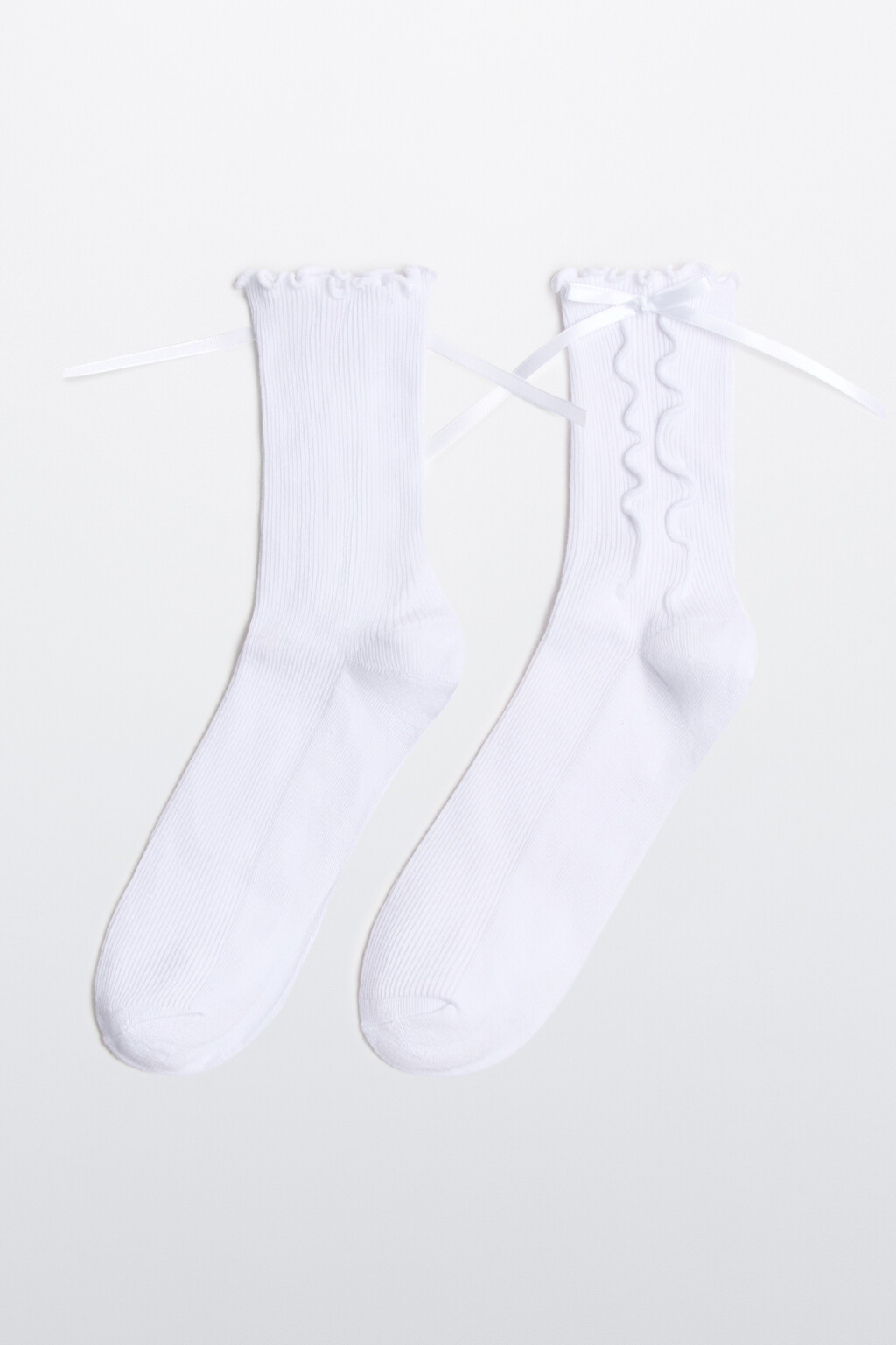 Носки с оборками и бантиками - цвет белый - 1