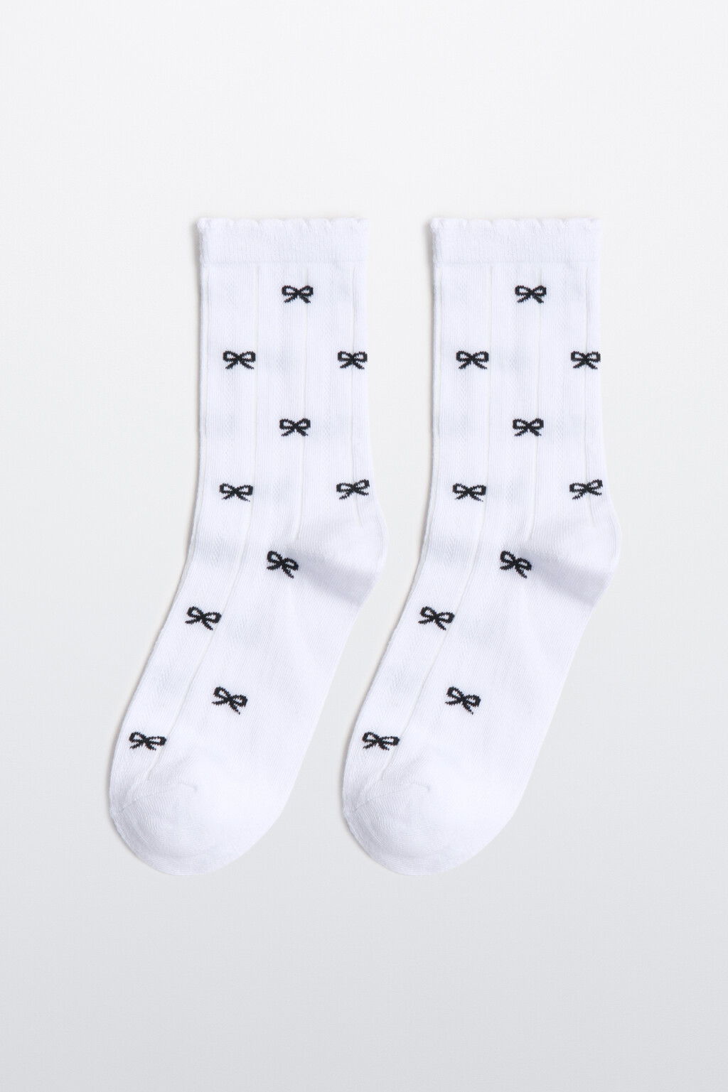 Носки с оборками и бантиками - цвет белый - 1