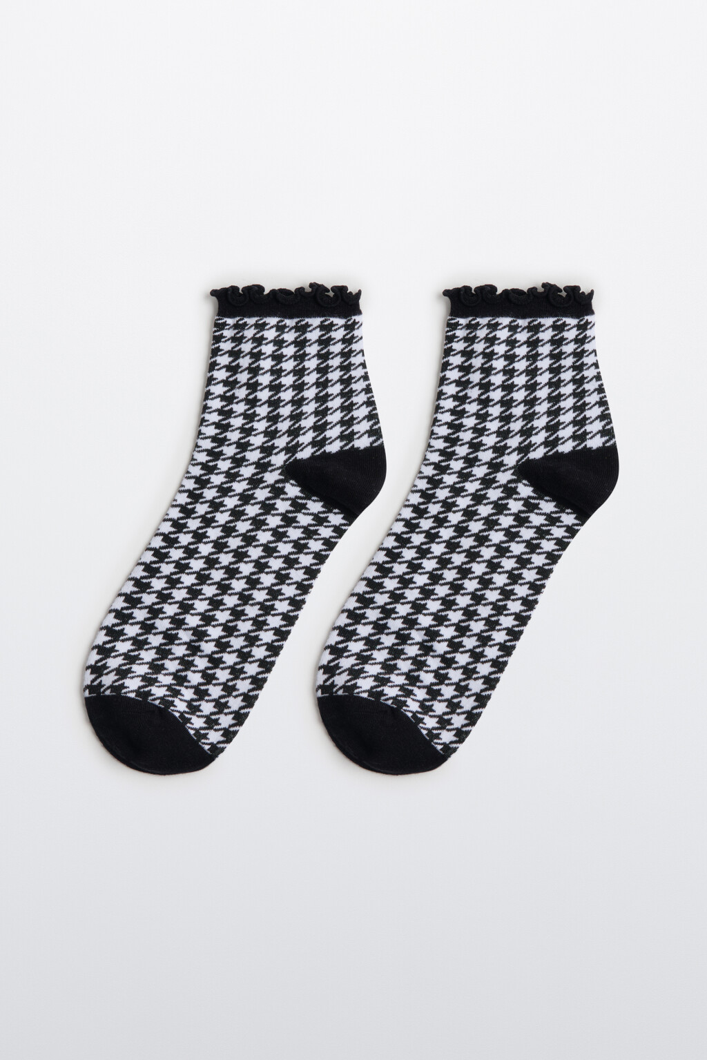 Носки с оборками и принтом - цвет черный - 1