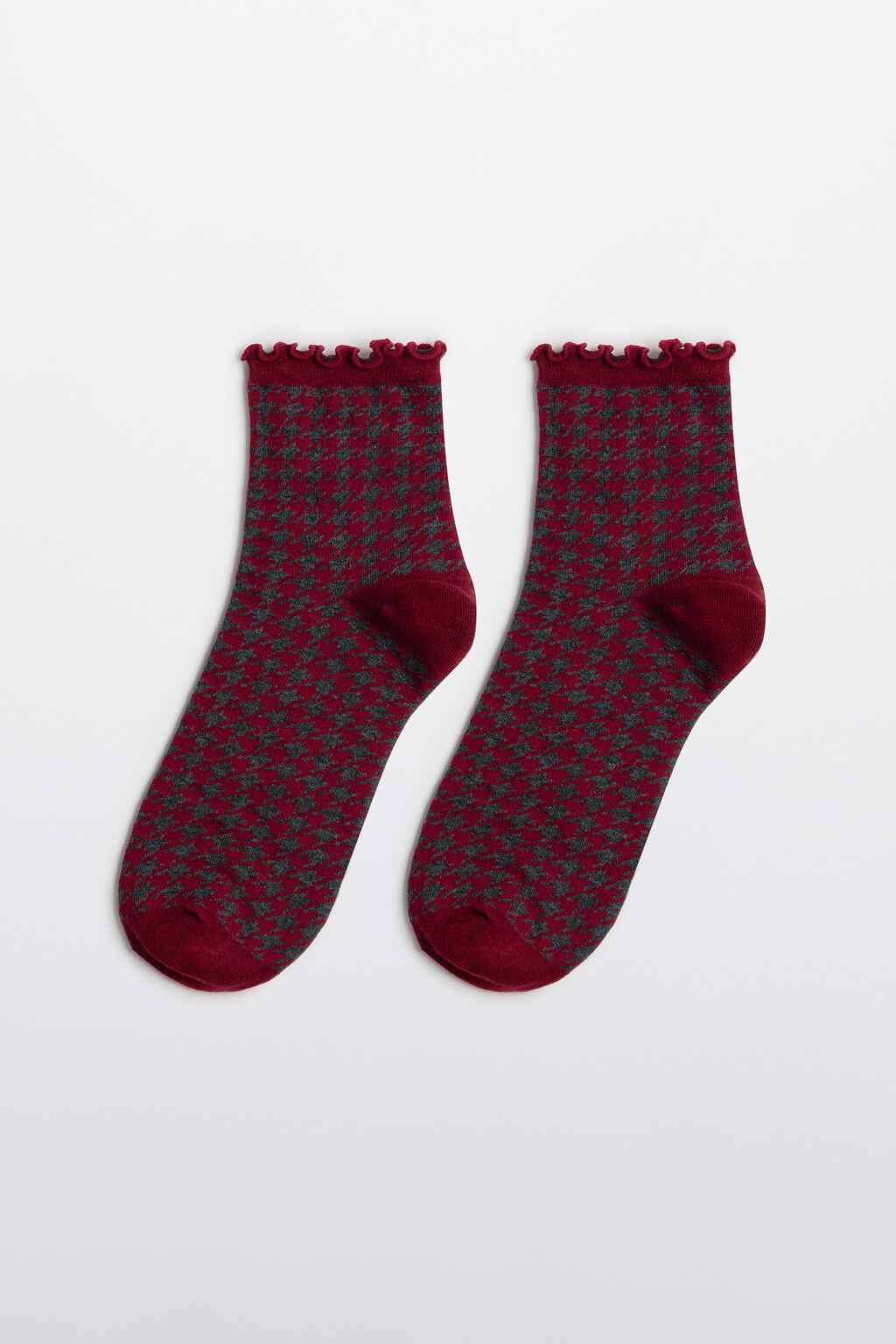 Носки с оборками и принтом - цвет бордовый - 1