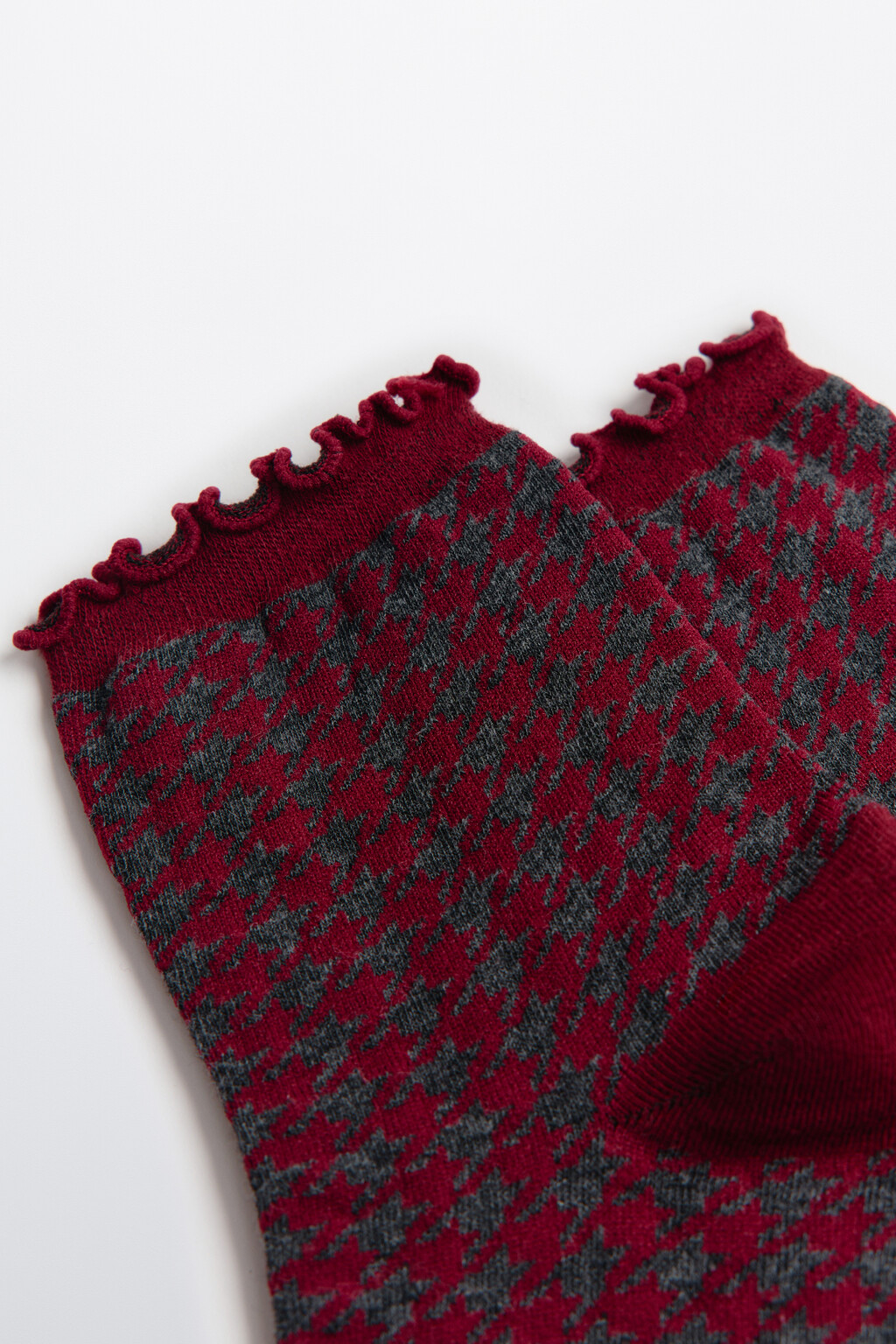 Носки с оборками и принтом - цвет бордовый - 2