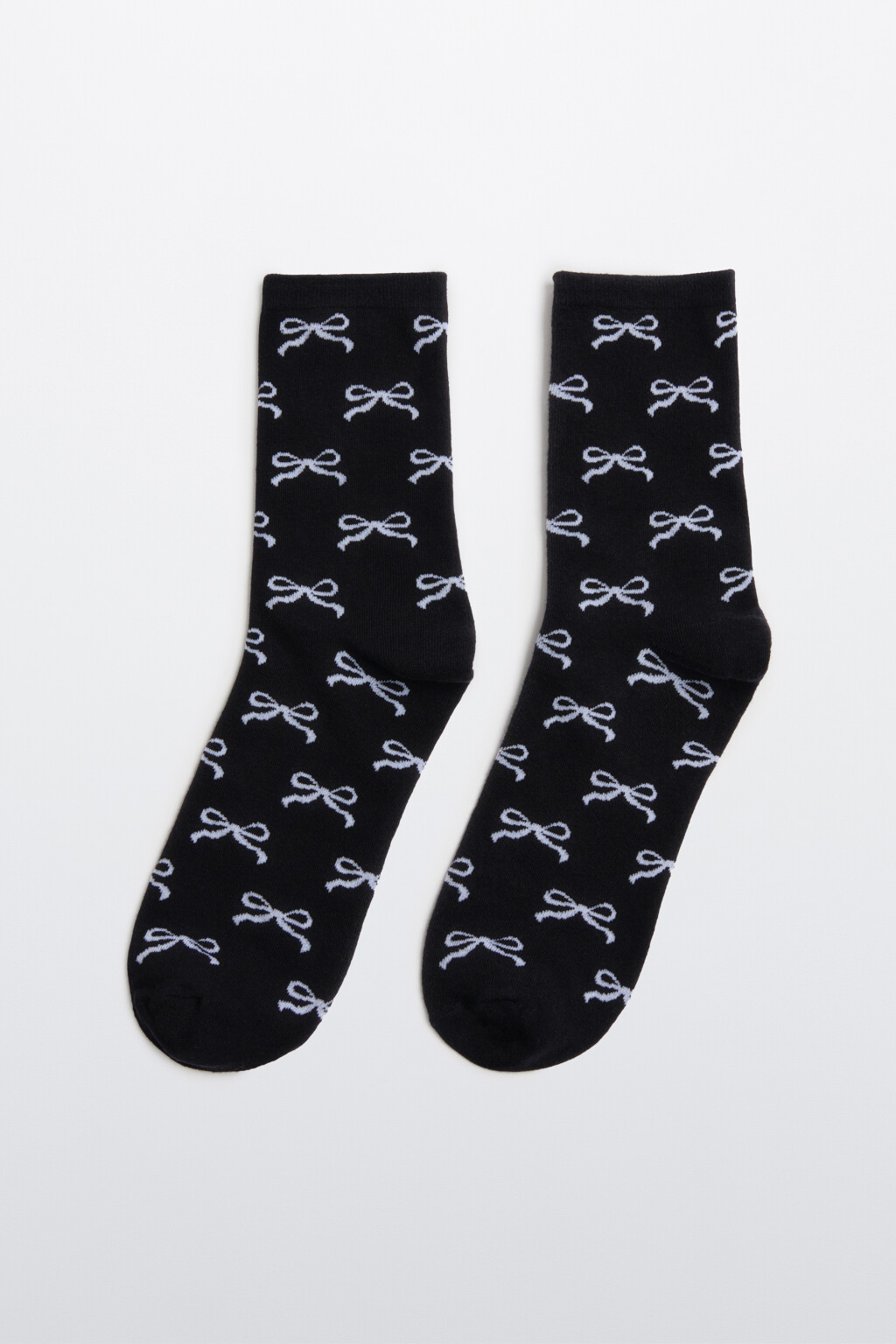 Носки высокие с принтом-бантиками - цвет черный - 1