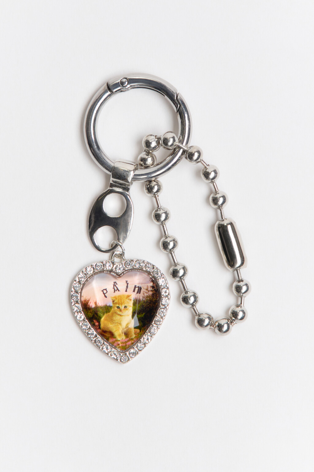 Брелок-обвес с сердечком и стразами - цвет серый - 3