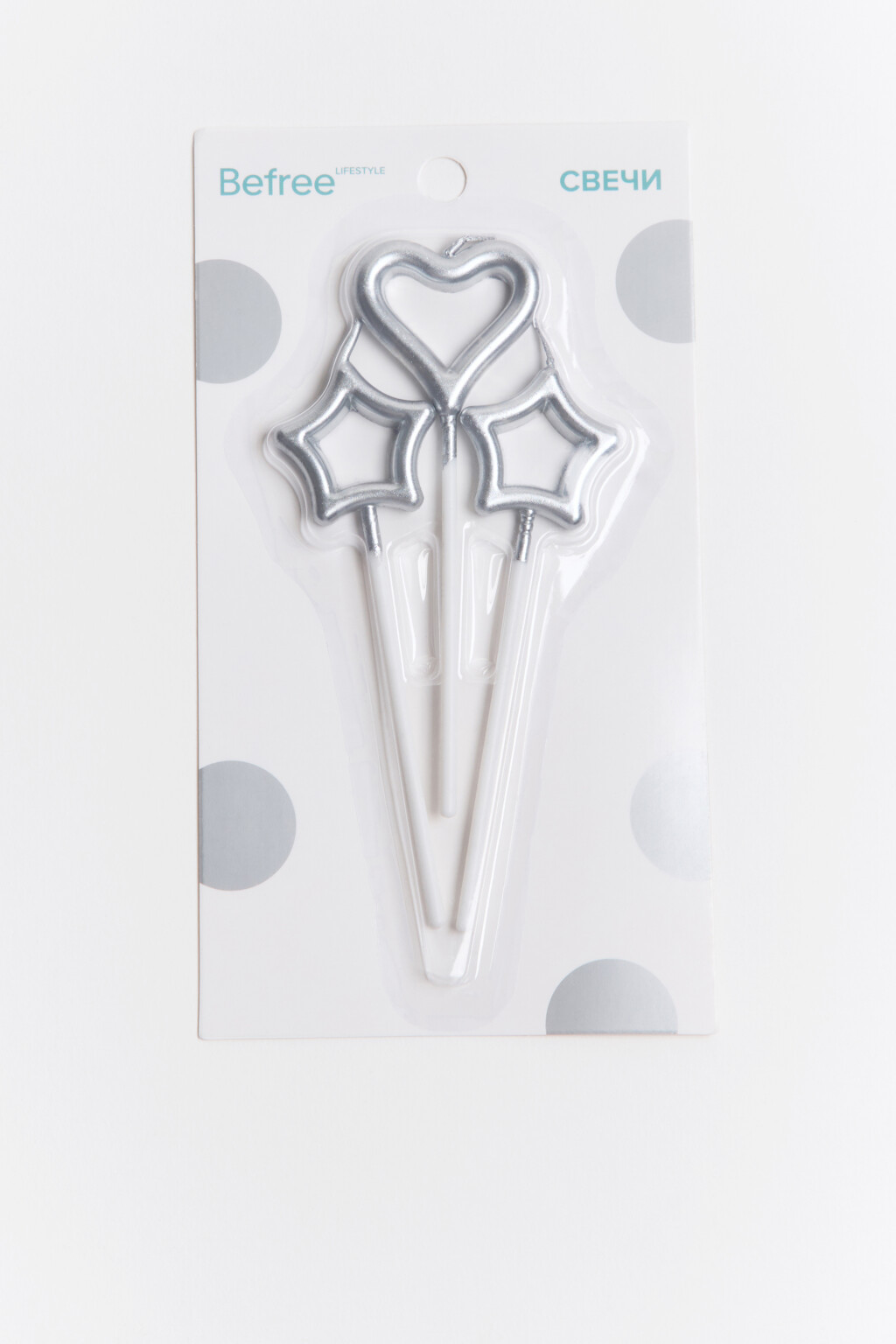 Набор свечей для торта (3 штуки) - цвет серый - 1
