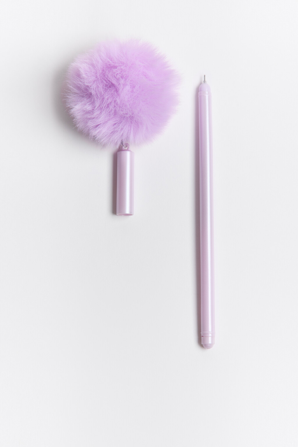 Ручка шариковая с пушистиком - цвет сиреневый - 2