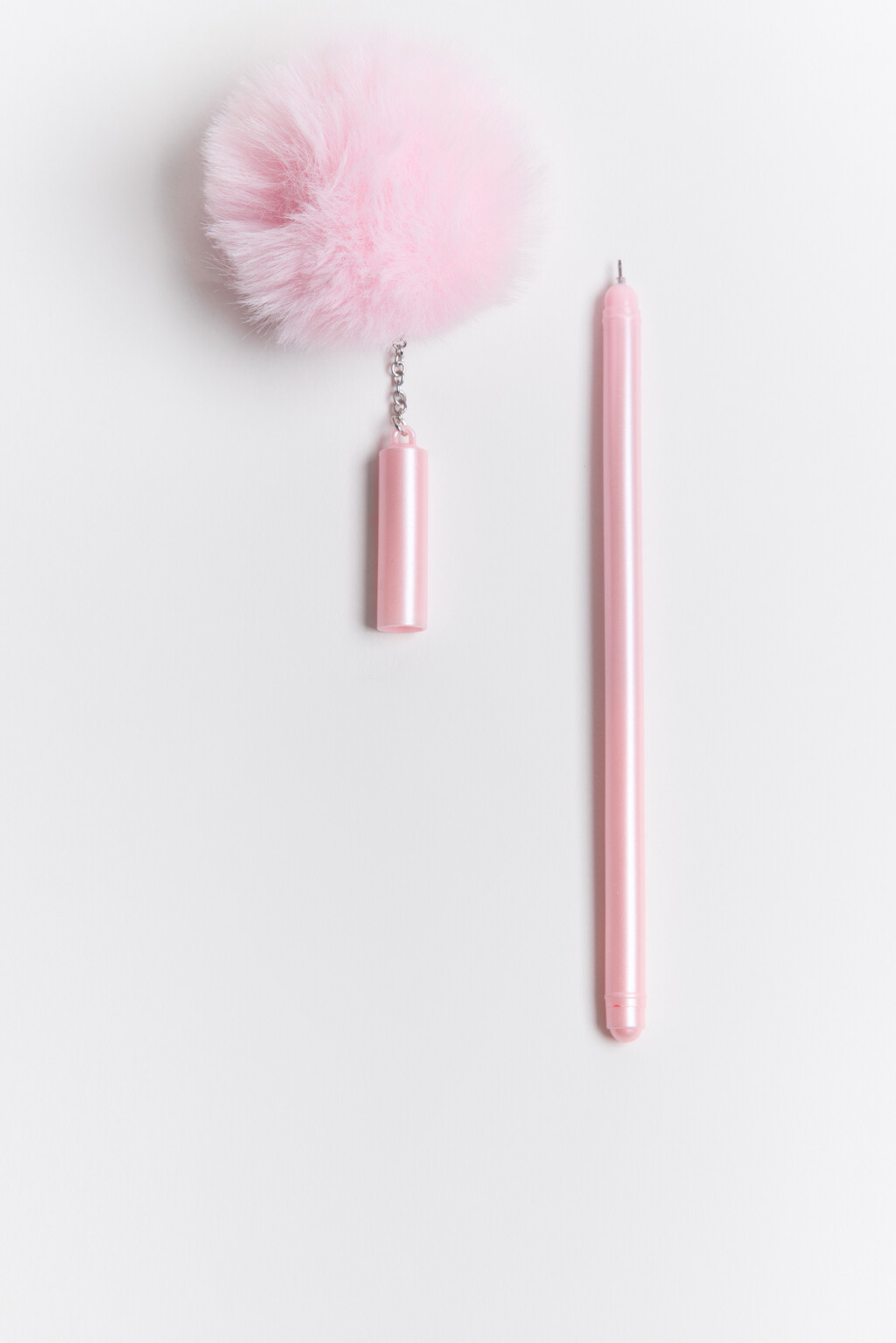 Ручка шариковая с пушистиком - цвет розовый - 2