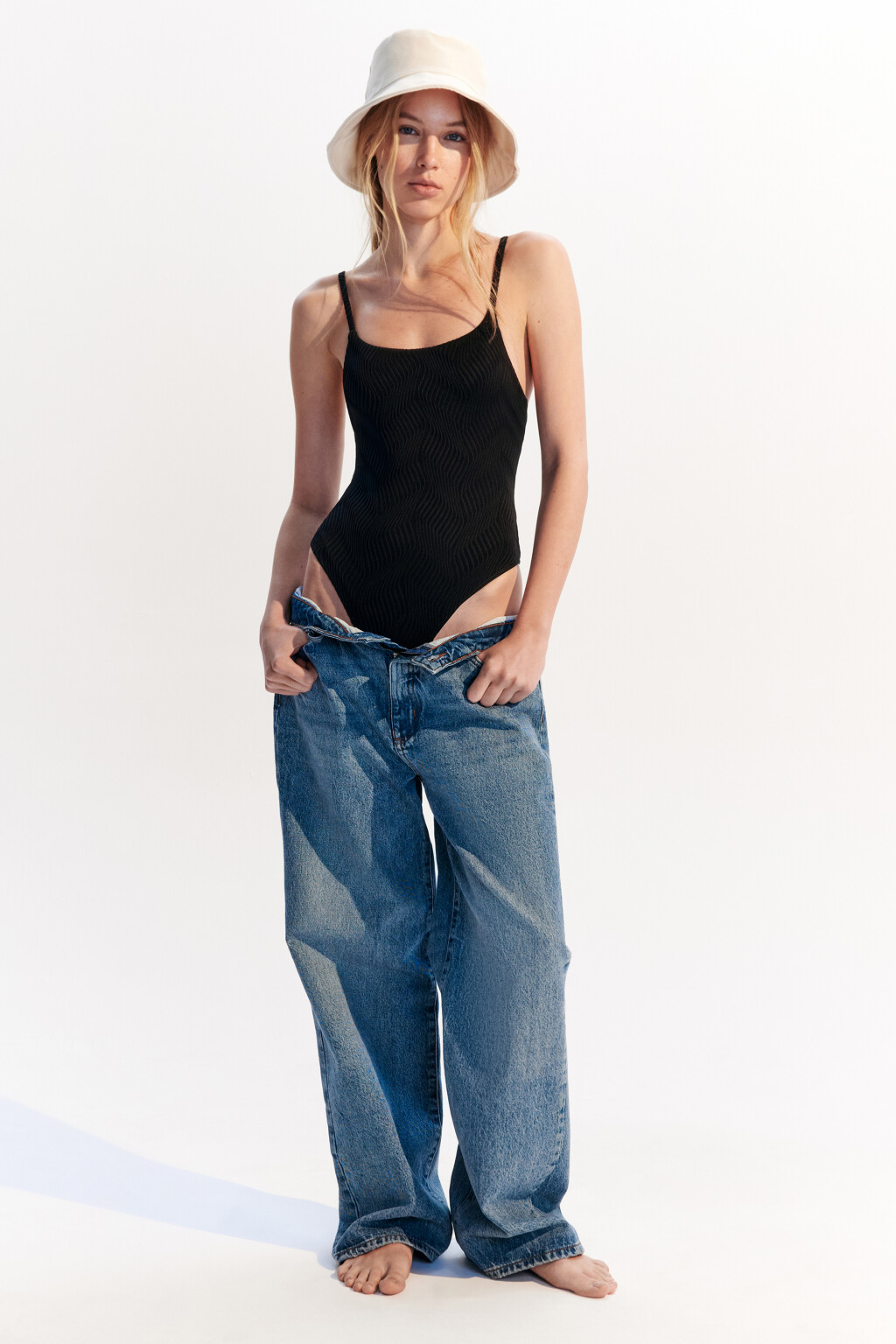 Панама хлопковая с узкими полями - цвет молочный - 2