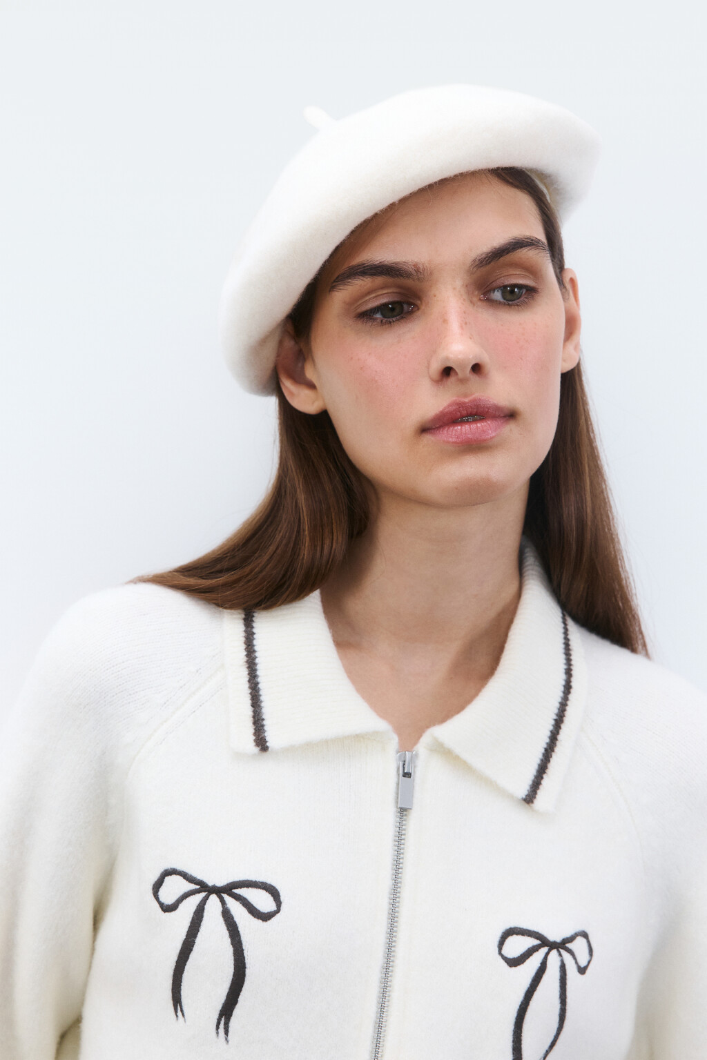 Берет круглый шерстяной - цвет молочный - 3