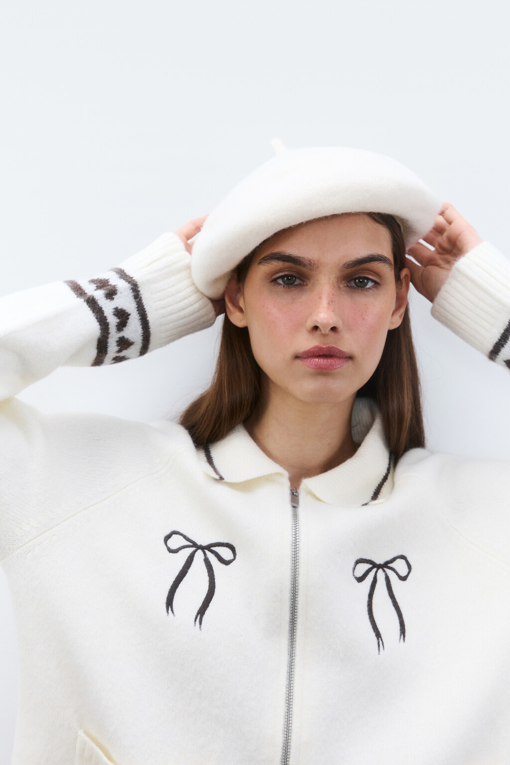 Берет круглый шерстяной - цвет молочный - 1