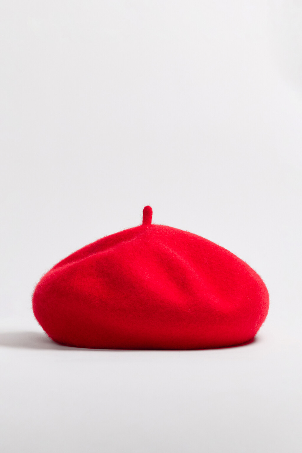 Берет круглый шерстяной - цвет красный - 3