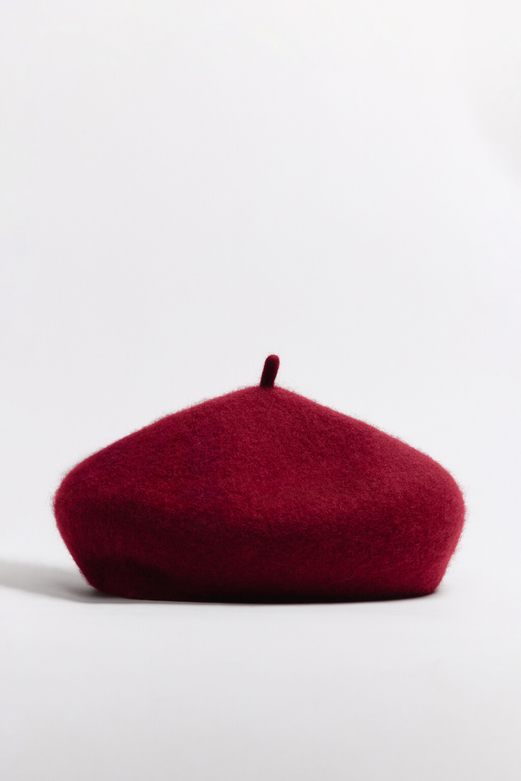 Берет круглый шерстяной - цвет бордовый - 1