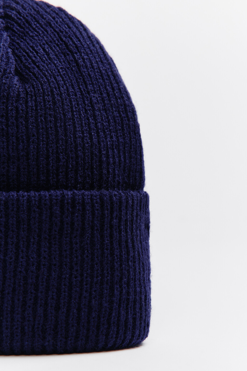 Шапка унисекс вязаная в рубчик - цвет синий - 2