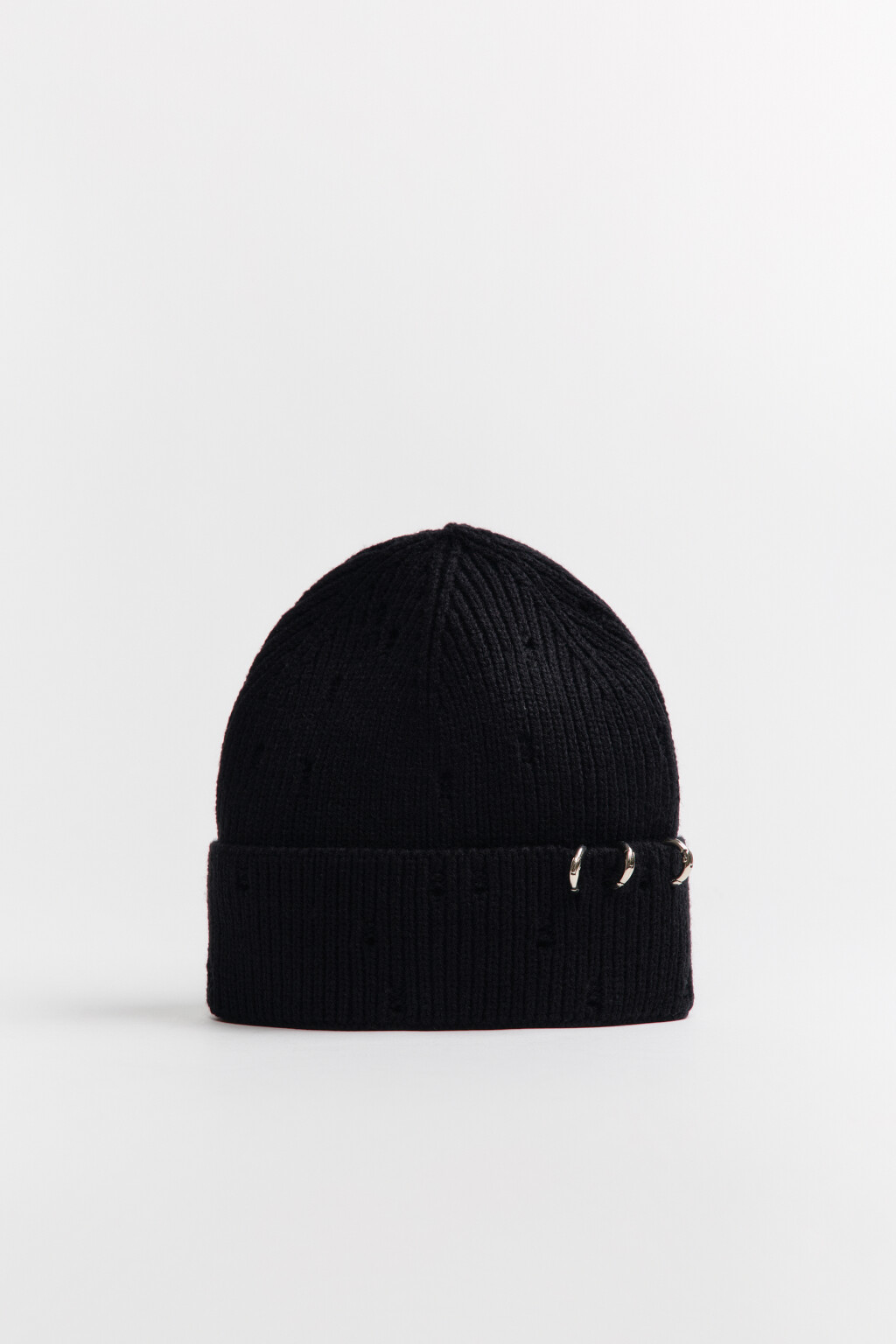 Шапка-бини с металлическим пирсингом - цвет черный - 3
