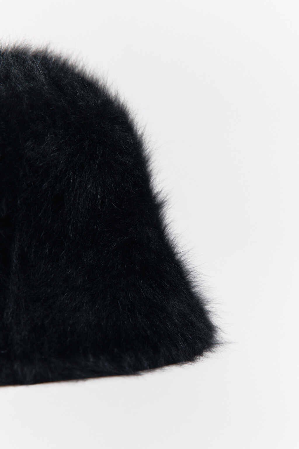 Панама пушистая с шерстью - цвет черный - 2