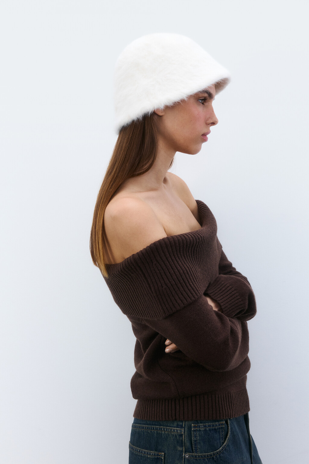 Панама пушистая с шерстью - цвет молочный - 2