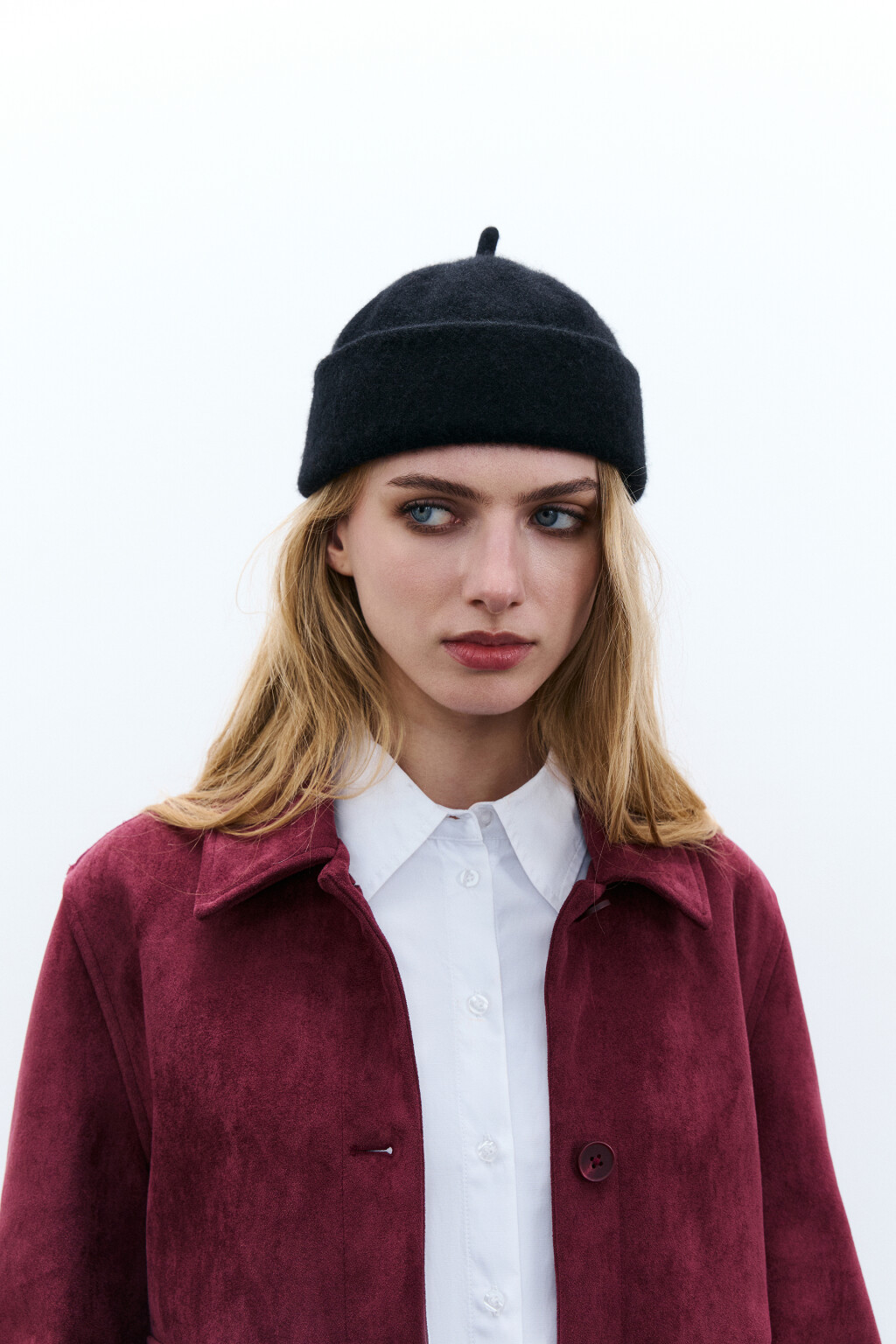 Берет круглый шерстяной - цвет черный - 1