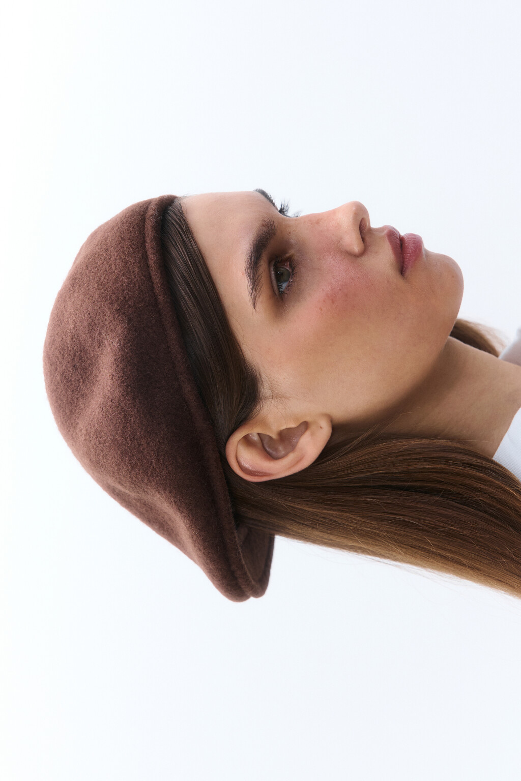 Берет-кепи из натуральной шерсти - цвет коричневый - 3