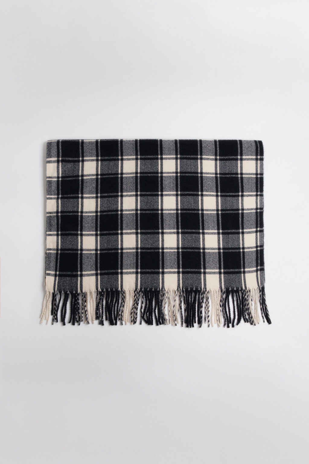 Шарф в клетку с бахромой - цвет бежевый - 3