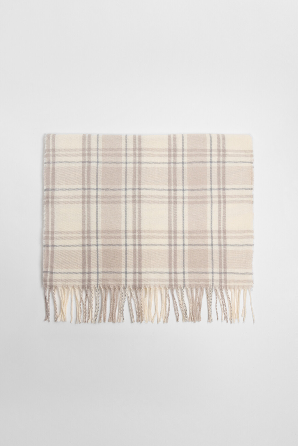 Шарф в клетку с бахромой - цвет бежевый - 3