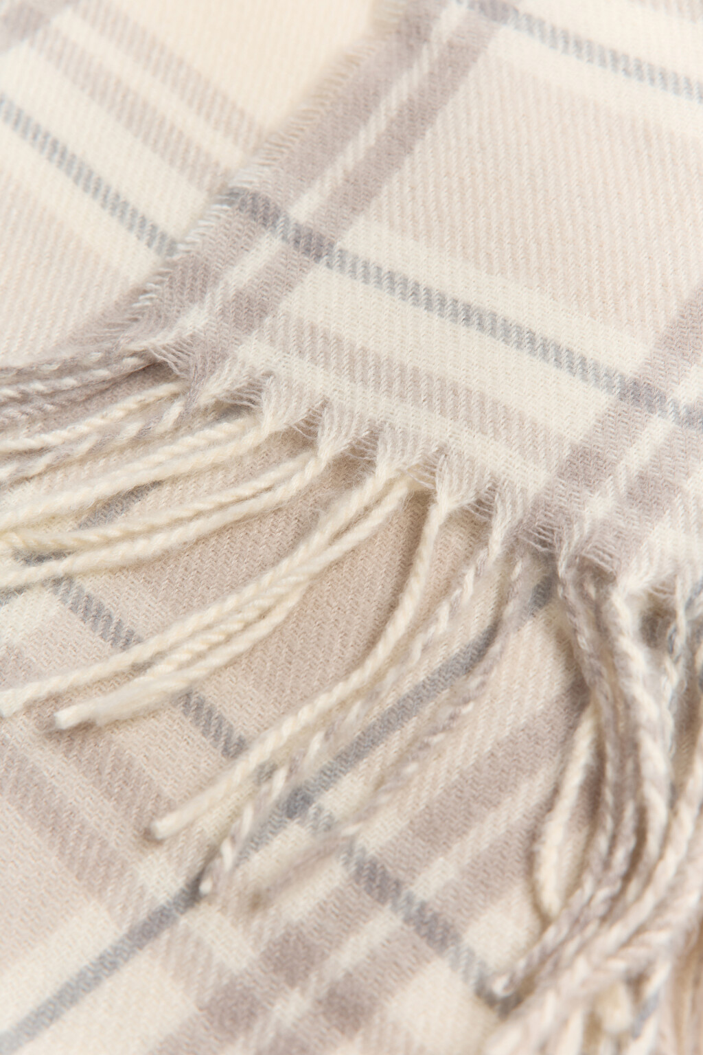 Шарф в клетку с бахромой - цвет бежевый - 4