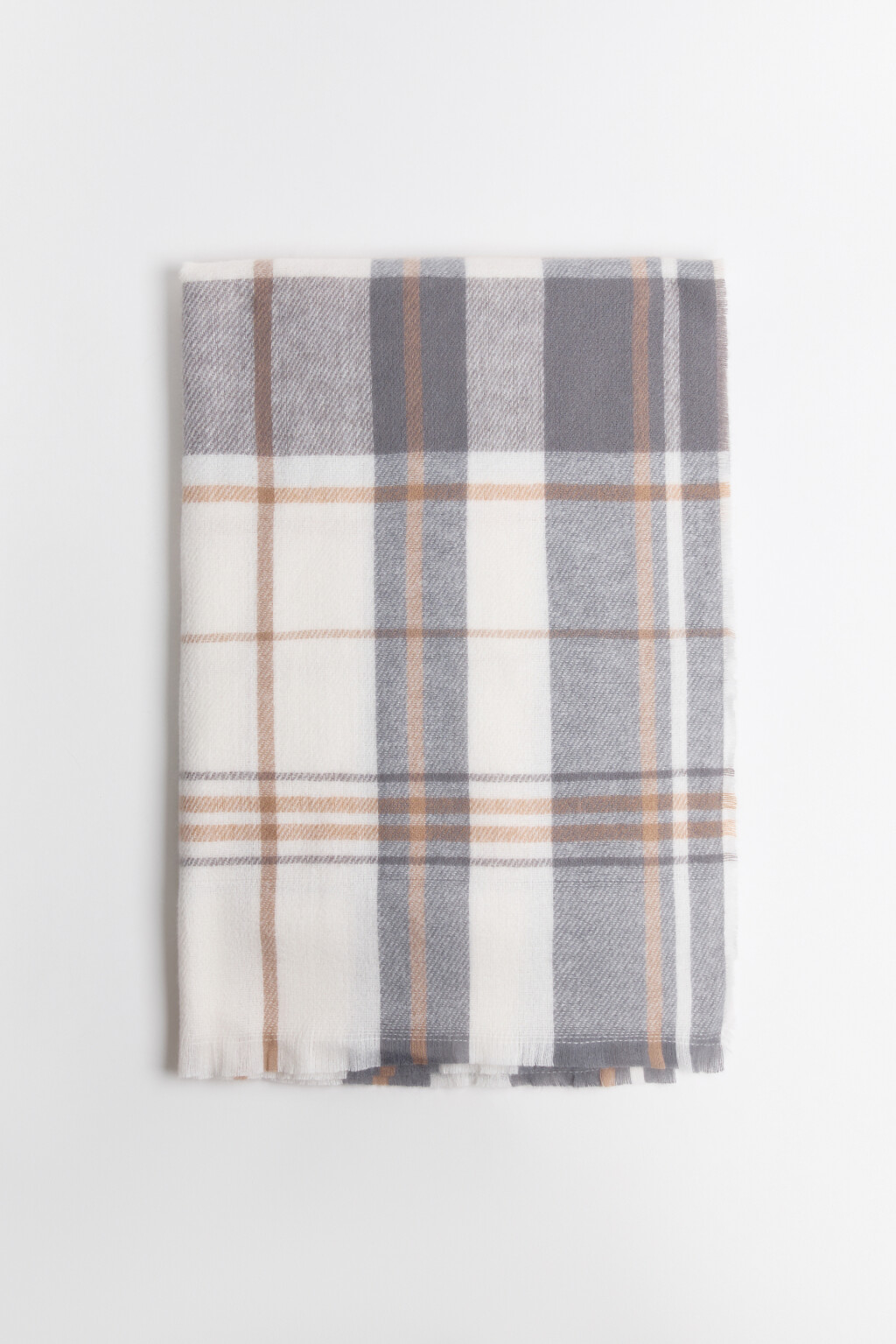 Шарф-палантин в клетку - цвет серый - 3