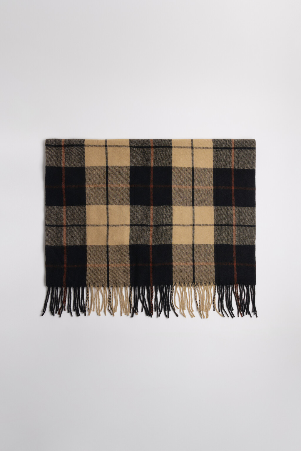 Шарф клетчатый с бахромой - цвет коричневый - 4