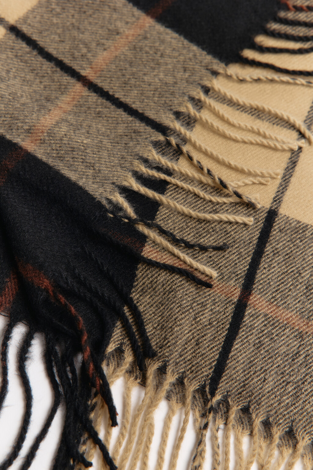 Шарф клетчатый с бахромой - цвет коричневый - 5