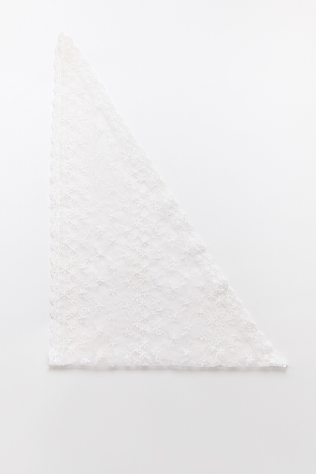 Косынка ажурная с кружевом - цвет молочный - 1